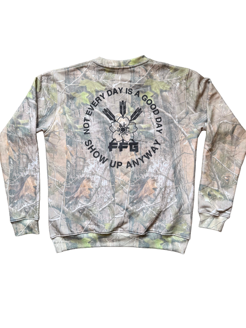 FatFitGrappler "Show Up Anyways" Camo Sweatshirt